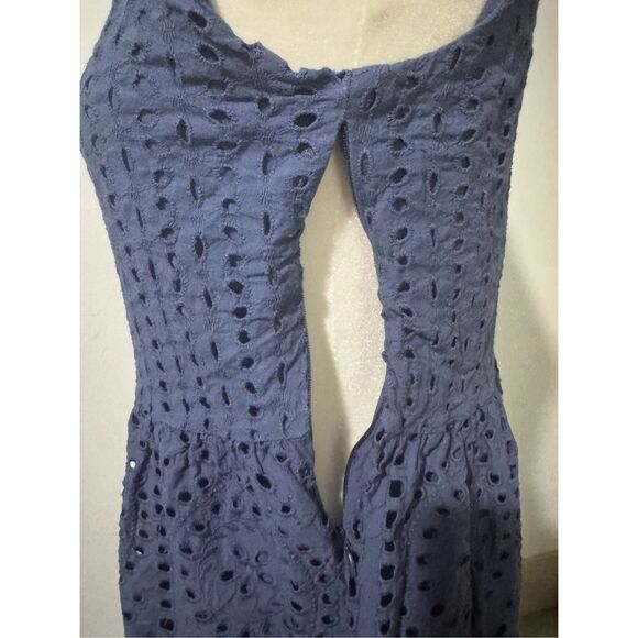 Sundance Blue eyelet Promise dress scalloped ruffle M - Picture 7 of 9